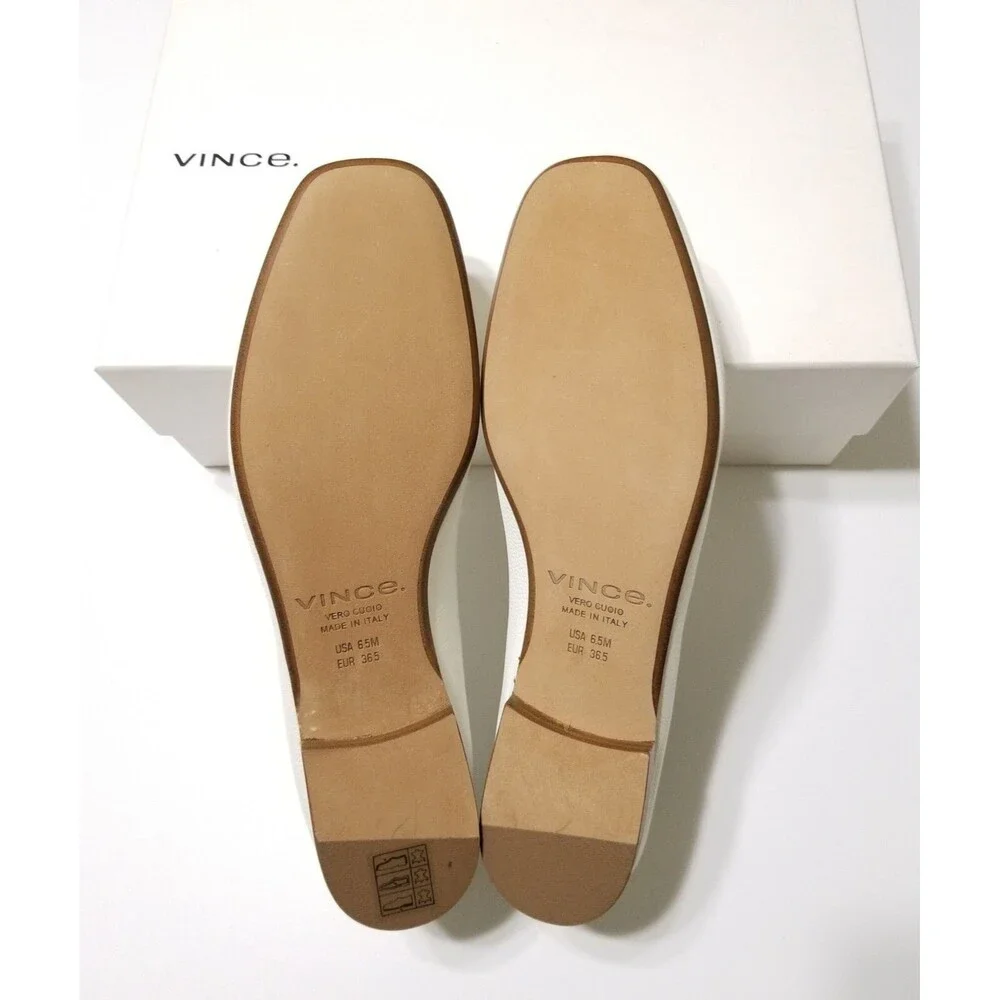 NIB Vince Bray White Leather Flat Loafer Smoking Slipper Size 6.5, 8, 8.5 $295